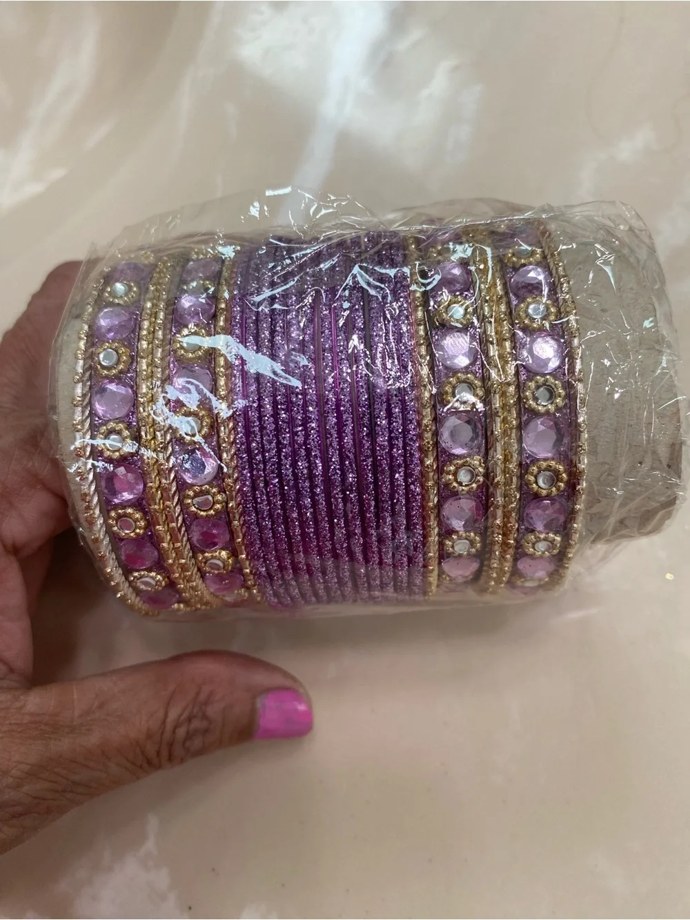 Purple and Gold Women's Bangle Bracelet Set x 24